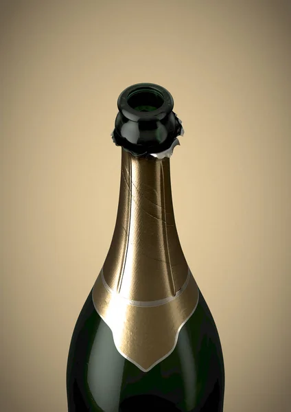 Arany pezsgős palack nyílt nyak — Stock Fotó