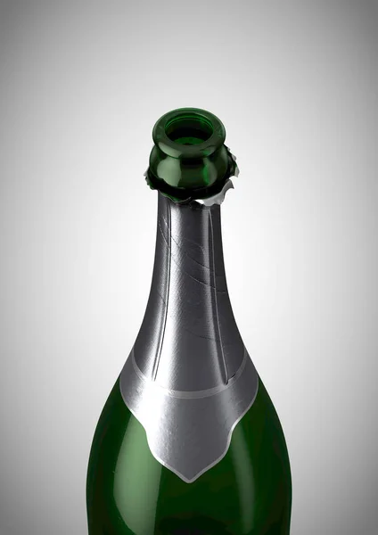 Green Champagne Bottle Open Neck — Stock Photo, Image