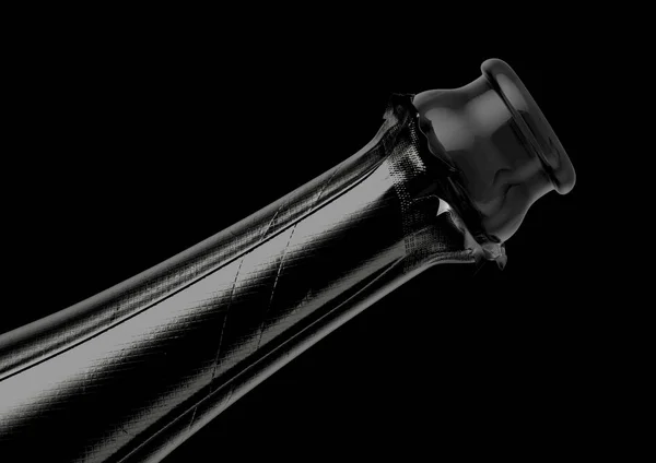 Schwarze Champagnerflasche mit offenem Hals — Stockfoto