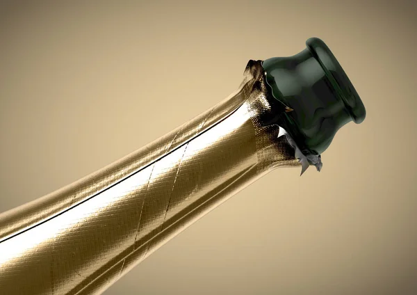 ゴールド シャンパン ボトル オープンネック — ストック写真