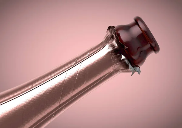 Pembe Şampanya Şişesi Açık Boyun — Stok fotoğraf