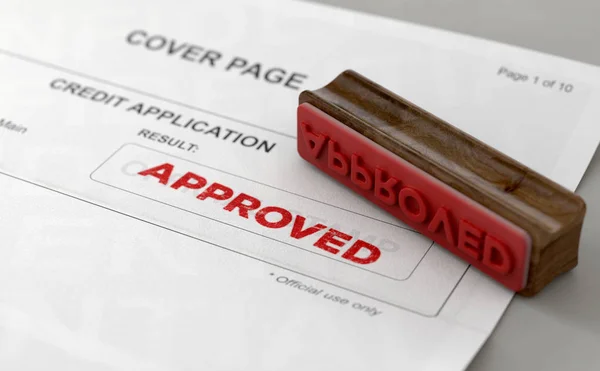 Formulario de solicitud de sello y crédito aprobado — Foto de Stock