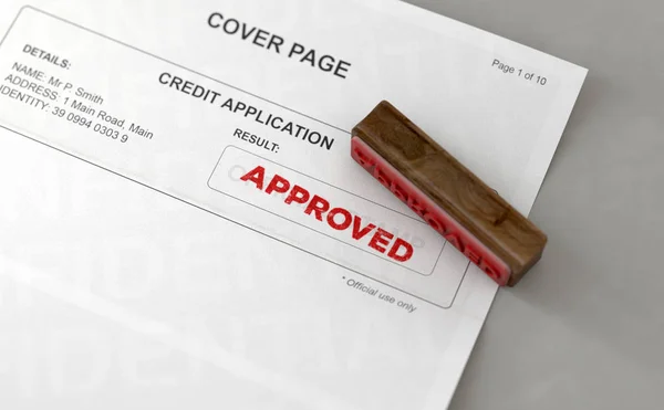 Carimbo aprovado e formulário de pedido de crédito — Fotografia de Stock