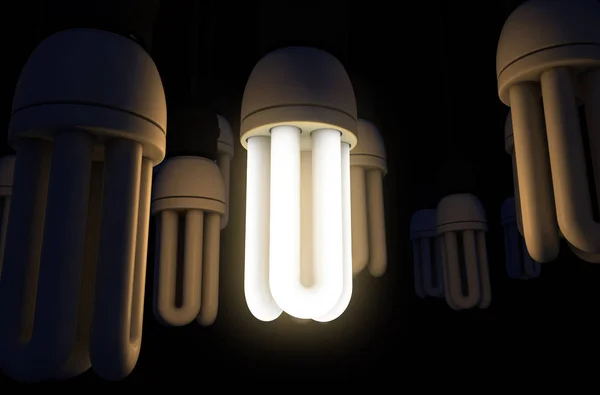 Enkel glödlampa upplyst i samling — Stockfoto