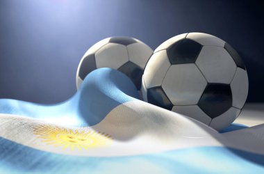 Arjantin bayrağı ve futbol topu
