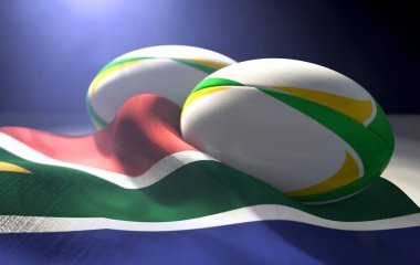 South Africa Flag And Rugby Ball Pair clipart
