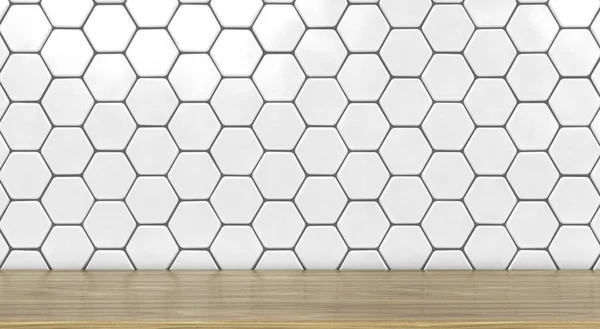 Plank op een witte betegelde muur — Stockfoto
