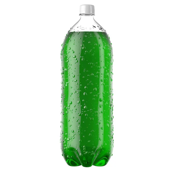 Karbonovaný zelený měkký nápoj z plastu — Stock fotografie