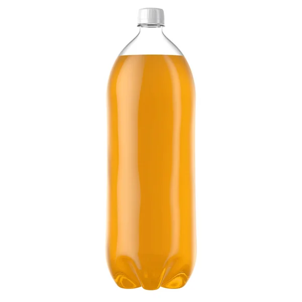 Kohlensäurehaltige Orange Softdrink Plastikflasche — Stockfoto