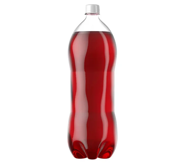 Karbonovaný červený měkký nápoj z plastu — Stock fotografie