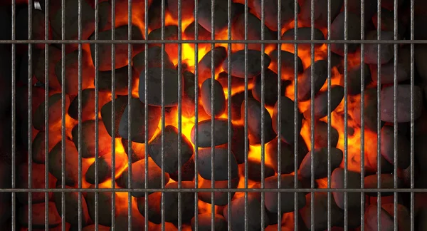 Fuego de carbón y rejilla — Foto de Stock