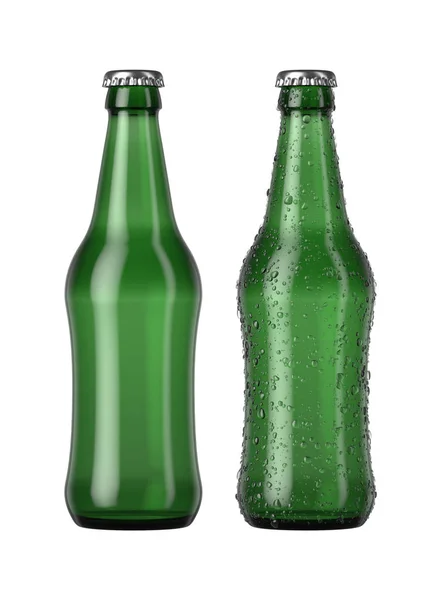 Άδειο μπουκάλι πράσινη μπύρα — Φωτογραφία Αρχείου