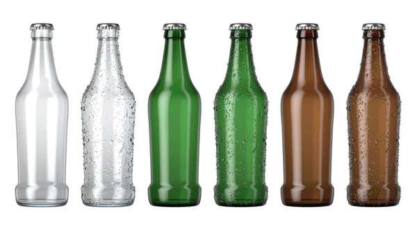 Пустой цветовой диапазон бутылок пива — стоковое фото