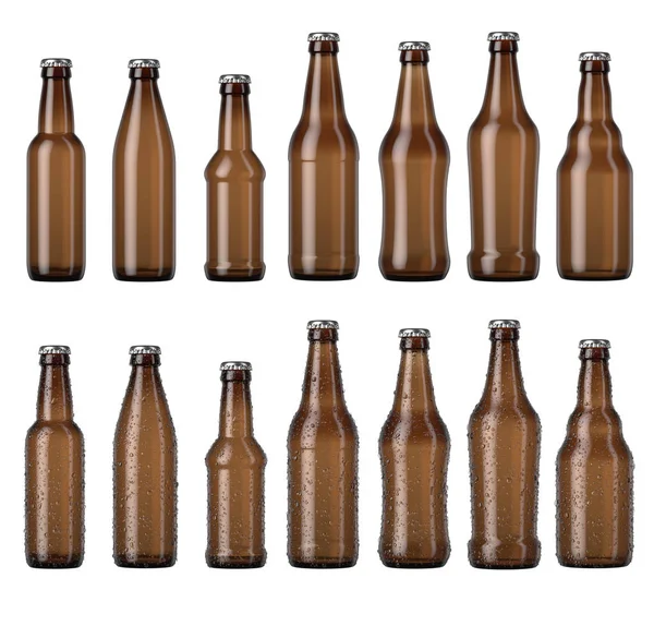 Empty Amber Beer Bottle Shape Range — Stock Photo, Image