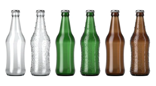 Пустой цветовой диапазон бутылок пива — стоковое фото