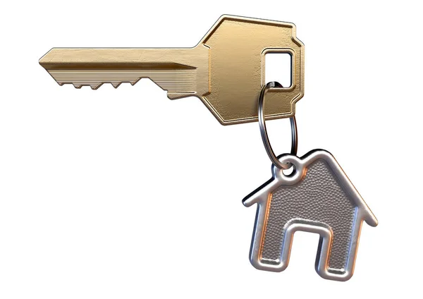 Sleutel en huis keyring — Stockfoto