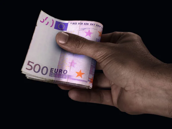 Mano nera e contanti in euro — Foto Stock