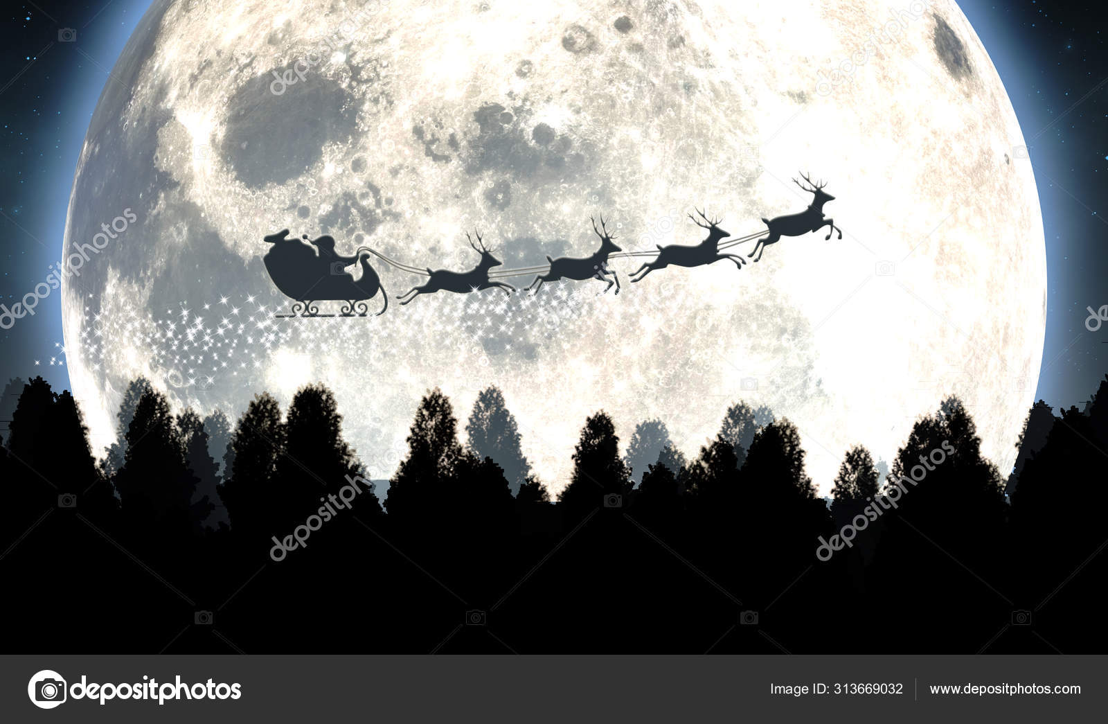 WalMart Christmas Santa Sleigh Full Moon Silhouette 2013 Gift Card FD-36221