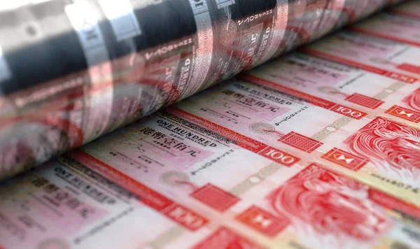 Printing Hong Kong Dollar Notes — Stock Photo, Image