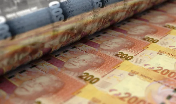 Druck südafrikanischer Banknoten — Stockfoto