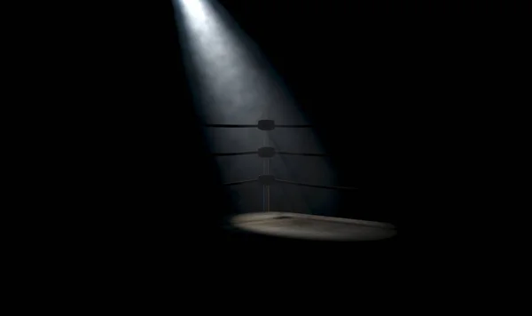 Fechamento Dramático Canto Mal Iluminado Anel Boxe Vintage Cercado Por — Fotografia de Stock