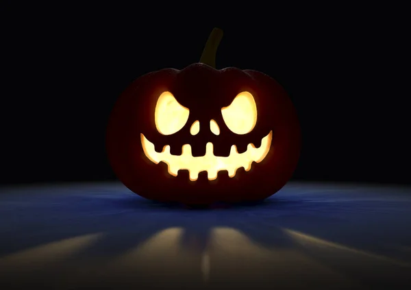 Illuminated Halloween Jack Lantern Isolated Dark Background Render — Stock Photo, Image