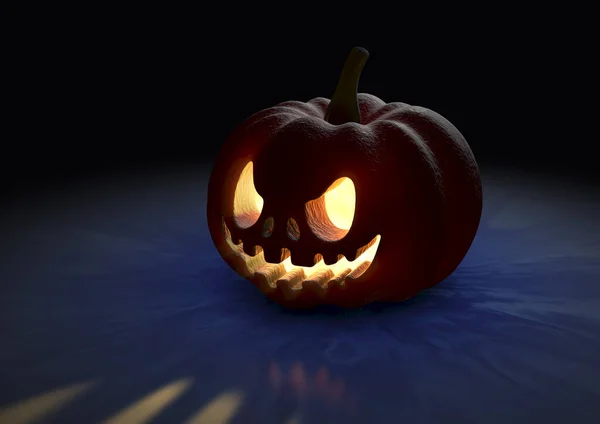 Illuminated Halloween Jack Lantern Isolated Dark Background Render — Stock Photo, Image