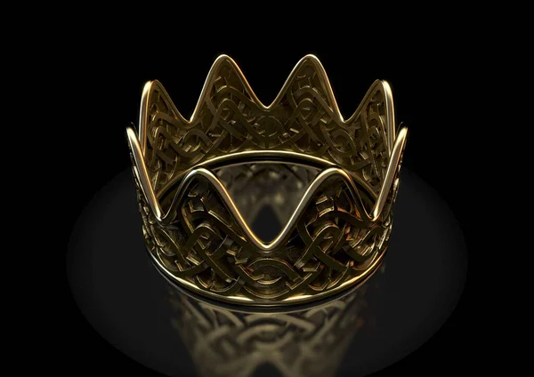 Религиозная Концепция Распятия Золотой Королевской Короны Стилизованным Узорчатым Шипом Выгравированным — стоковое фото