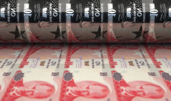 Obraz Koncepcyjny Przedstawiający Arkusz Nowych Banknotów Tureckiej Liry Przechodzących Przez — Zdjęcie stockowe
