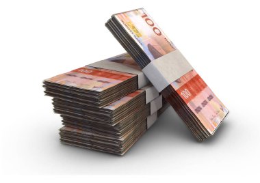 İzole bir arkaplan üzerinde bir yığın Norveç kron banknotları - 3D görüntüleme