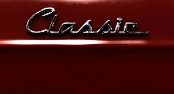 Closeup View Word Classic Written Chrome Emblem Retro Font Set — Stock Photo, Image