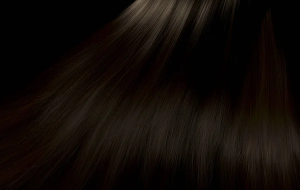 Widok Bliska Głowy Błyszczące Proste Brązowe Włosy Falistym Stylu Zakrzywionym — Zdjęcie stockowe