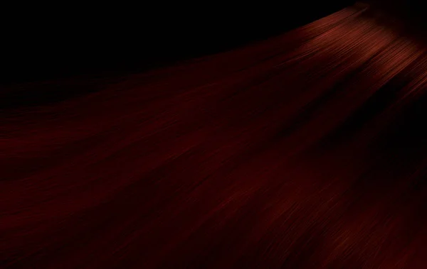 波状に湾曲したスタイルで光沢のある真っ赤な髪の頭のクローズアップビュー 3Dレンダリング — ストック写真