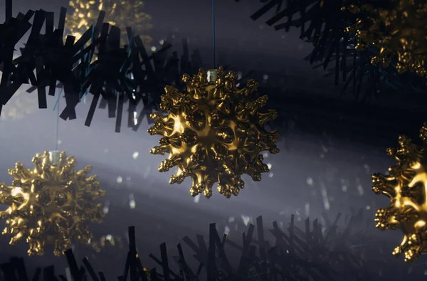 Koronavirüs Molekülü Şeklinde Bir Altın Noel Konsepti Sahte Bir Yeşil — Stok fotoğraf