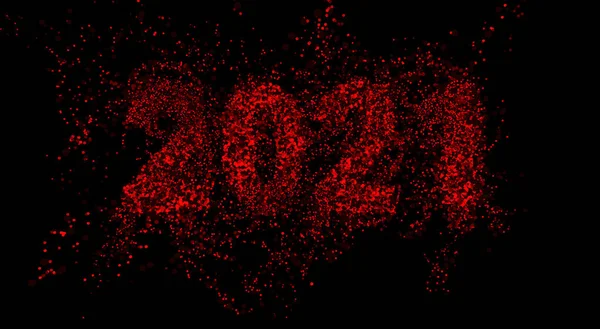 由红色病毒分子组成的数字在黑色背景下拼凑而成的近景 3D渲染 — 图库照片