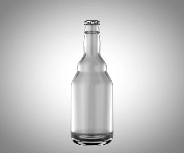 Uma Garrafa Cerveja Vidro Transparente Fundo Estúdio Branco Isolado Renderizar — Fotografia de Stock