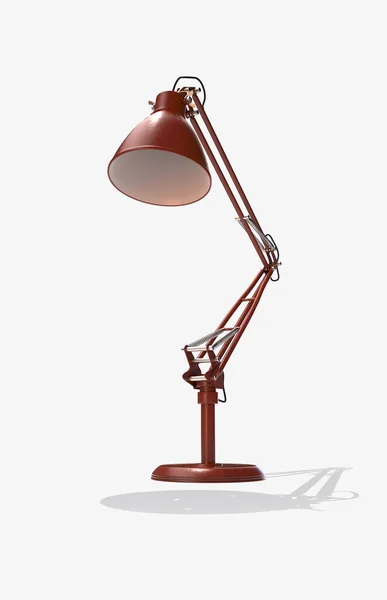 Eine Alte Rote Schreibtischlampe Auf Einem Isolierten Weißen Studiohintergrund Render — Stockfoto