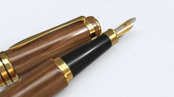 Closeup View Ornate Modern Fountain Pen Lid — Stock Photo, Image