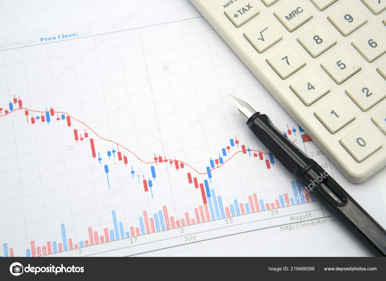 fountain pen placed stock chart background investment analysis stock investment analysis