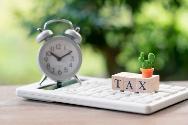 Tax Time Pay Reddito Annuo Tax Anno Sulla Calcolatrice Utilizzando — Foto Stock