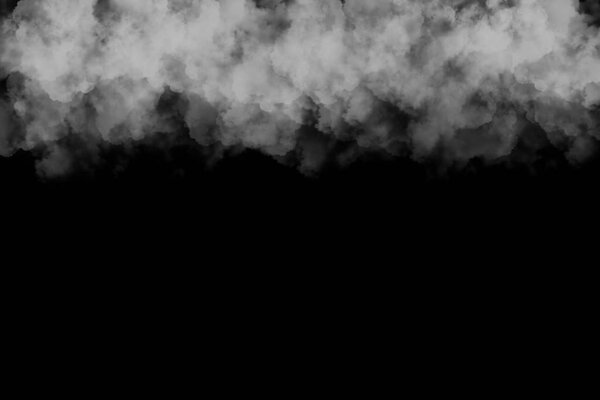 Digital art Smog or clouds floating on the air on a black background Used for overlapping images for decoration