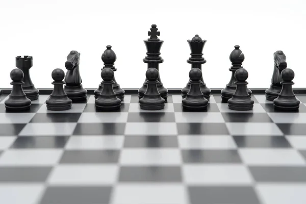 Chessboard Chess Piece Back Negotiating Business Background Business Concept Strategy — Stock Photo, Image