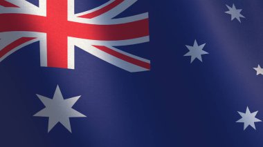 Avustralya bayrağı. Avustralya bayrağı sallayarak 3d çizim