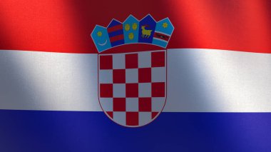 Hırvatistan bayrağı sallayarak. 3D çizim