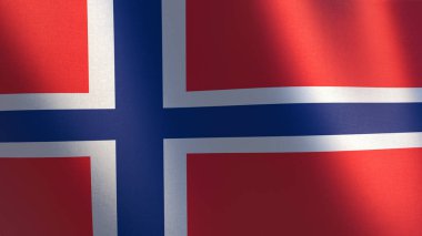 Norveç bayrağı. Norveç bayrağı sallayarak 3d çizim 
