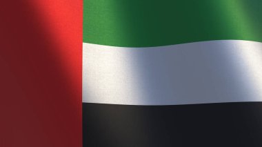 Birleşik Arap Emirlikleri dalgalanan bayrak. 3D İllüstrasyonu