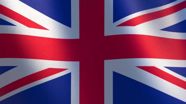 Union Jack bayrak. Amerika Birleşik Devletleri bayrağı sallayarak 3d çizim