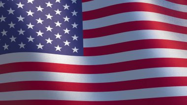 Amerika Birleşik Devletleri bayrağı. ABD bayrağı sallayarak 3d çizim