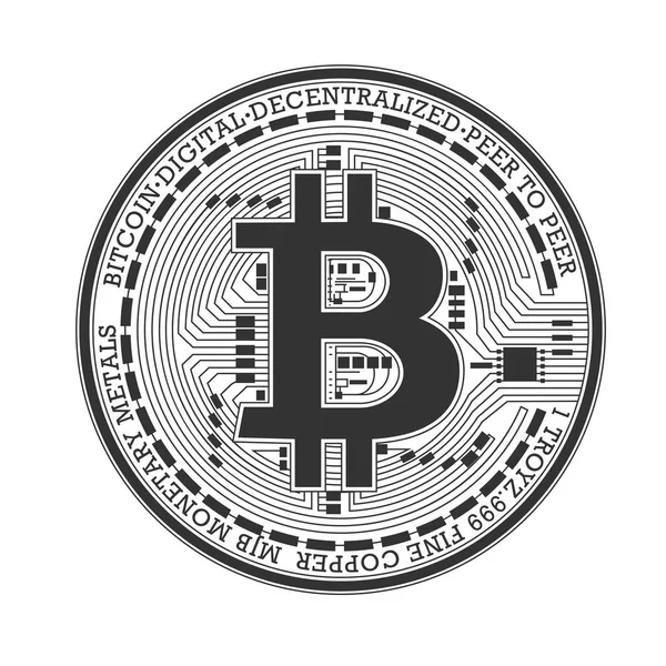 Bitcoin. Dünyanın en popüler cryptocurrency vektör logo. siyah beyaz resim