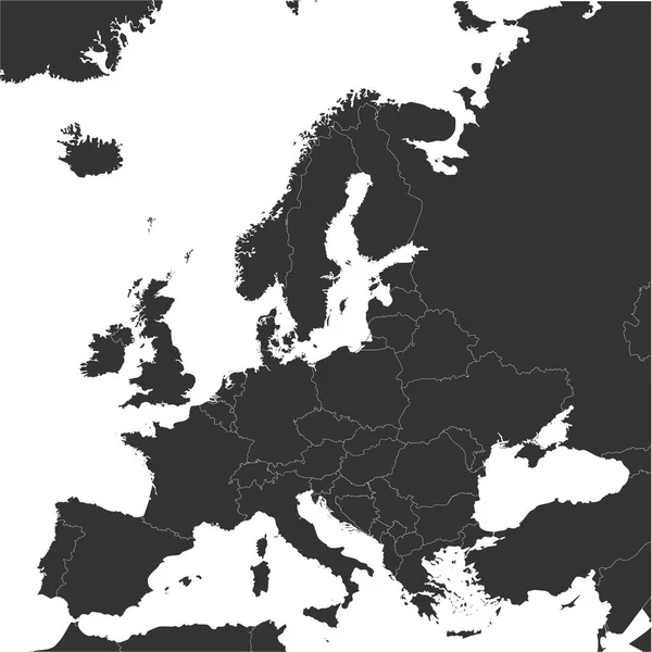 Hoge Detali Vector Kaart Van Europa Met Landsgrenzen — Stockvector